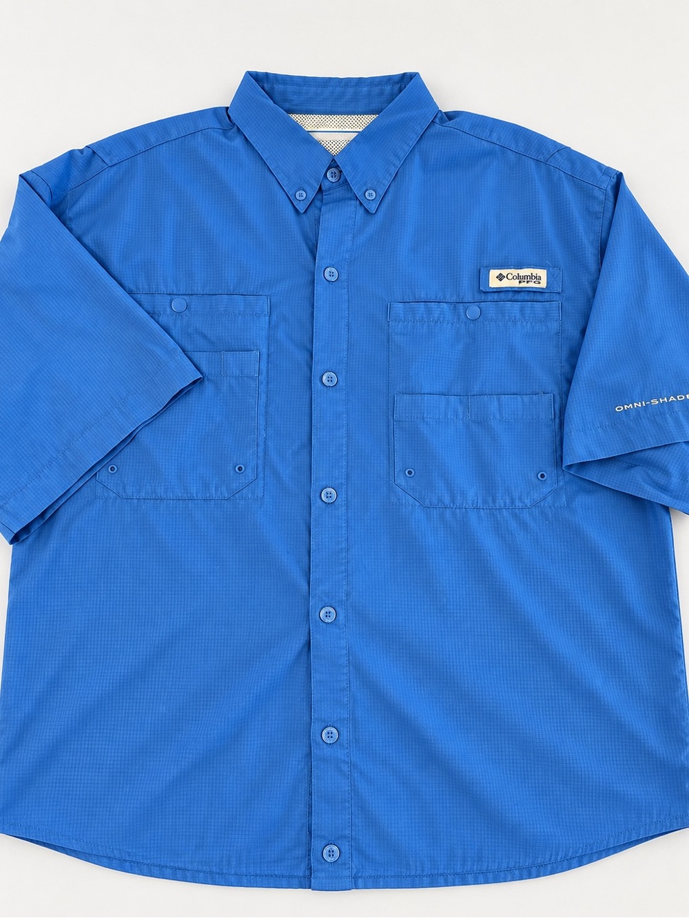Columbia PFG Men's Short-Sleeve Performance Button-Up Shirt - Blue